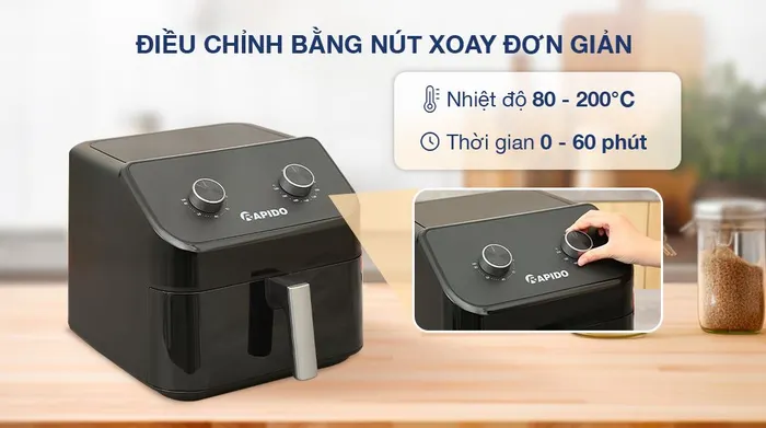 Nồi chiên không dầu Rapido RAF-9.0M 9 lít - Bảng điều khiển