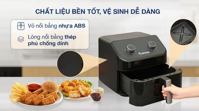 Nồi chiên không dầu Rapido RAF-9.0M 9 lít - Chất liệu