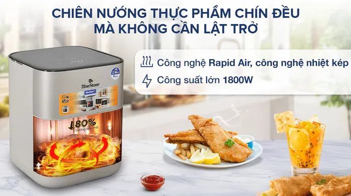 Nồi chiên không dầu BlueStone AFB-5867 6 lít - Công nghệ, công suất