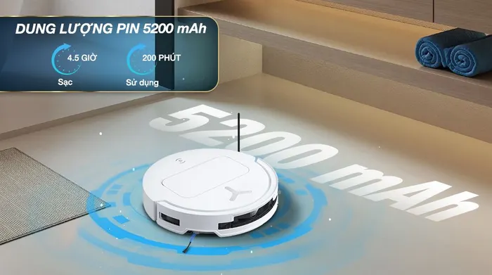 Dung lượng pin - Robot hút bụi lau nhà Ecovacs Deebot T50 OMNI
