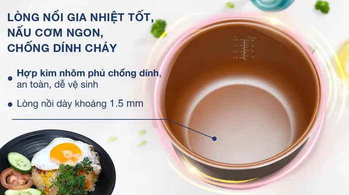 Nồi cơm nắp gài BlueStone 1.8 lít RCB-5525 - Lòng nồi