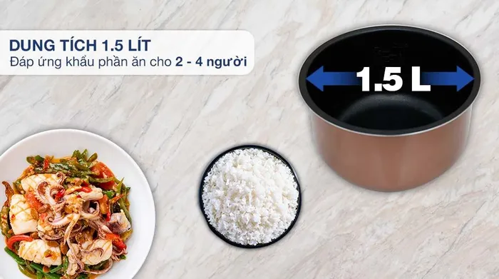 Nồi cơm điện tử Kangaroo 1.5 lít KG15RCE2 - Dung tích