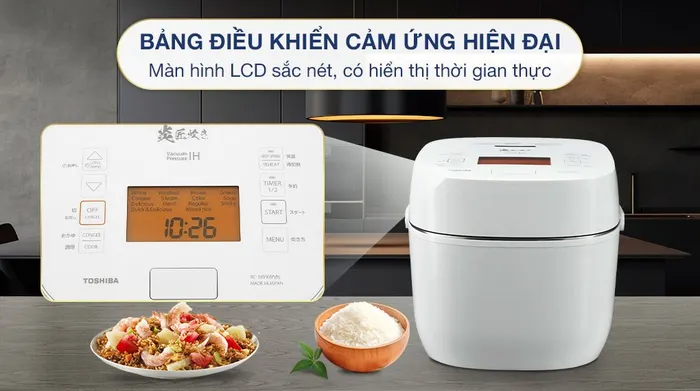 Nồi cơm áp suất cao tần Toshiba 1.8 lít RC-18VXWVN(W) - Bảng điều khiển