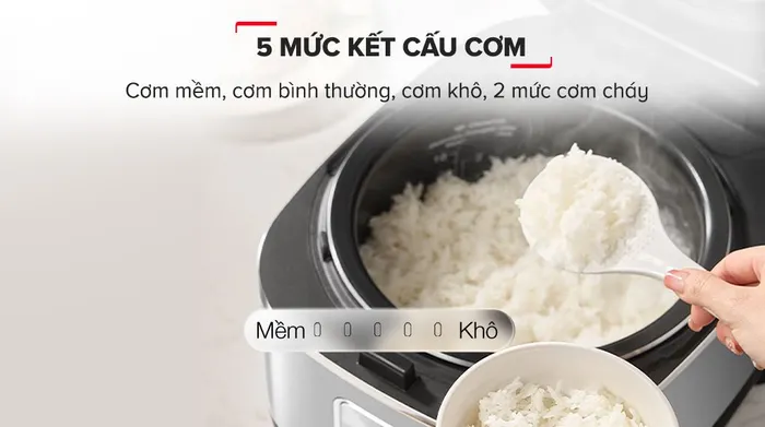 5 mức kết cấu cơm - Nồi cơm cao tần Tefal Rice Master Max 1.8 lít RK819868