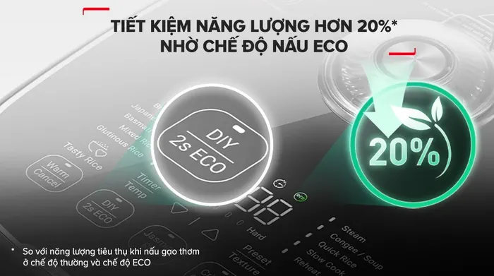 Chế độ ECO - Nồi cơm cao tần Tefal Rice Master Max 1.8 lít RK819868
