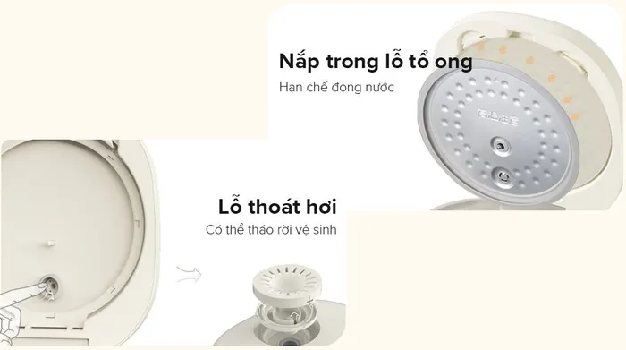 Thiết kế nắp trong - Nồi cơm điện tử Bear 1 lít RC-4H30U
