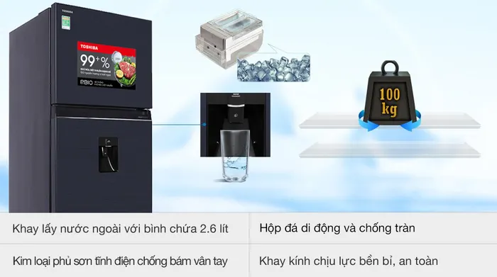 Tủ lạnh Toshiba Inverter 311 lít GR-RT395WE-PMV(06)-MG - Tiện ích