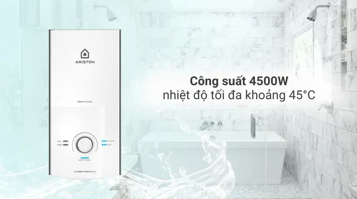 Máy nước nóng trực tiếp Ariston 4500W AURES PREMIUM 4.5P PEARL - Đặc điểm làm nóng
