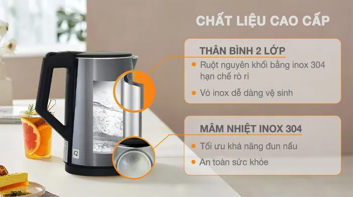 Chất liệu - Bình đun siêu tốc BlueStone 1.5 lít KTB-3471