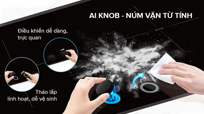 Núm vặn AI Knob - Bếp từ đôi lắp âm Comfee AI Knob CIH-52DIU