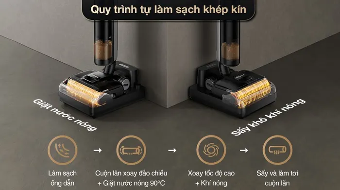 Máy hút bụi lau nhà Dreame H13 FlexReach - Quy trình tự vệ sinh