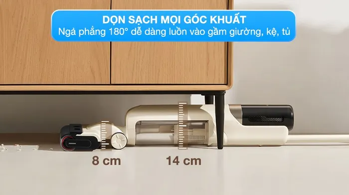 Ngả phẳng 180° - Máy hút bụi lau nhà Mova K30