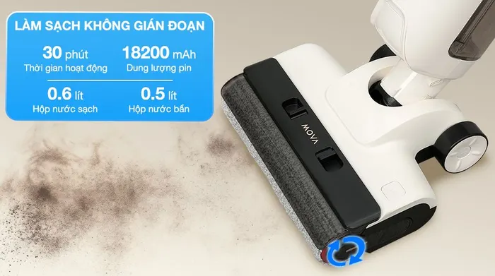 Thời gian sạc và sử dụng - Máy hút bụi lau nhà Mova K30