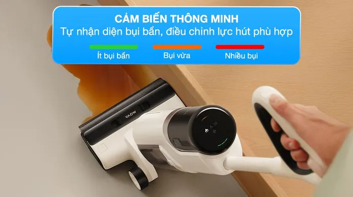 Nhận diện vết bẩn và điều chỉnh lực hút - Máy hút bụi lau nhà Mova K30