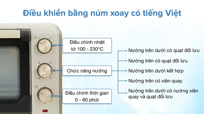 Bảng điều khiển - Lò nướng Kangaroo KG4001 40 lít