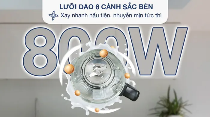 Công suất và lưỡi dao - Máy làm sữa hạt Mishio MK-307