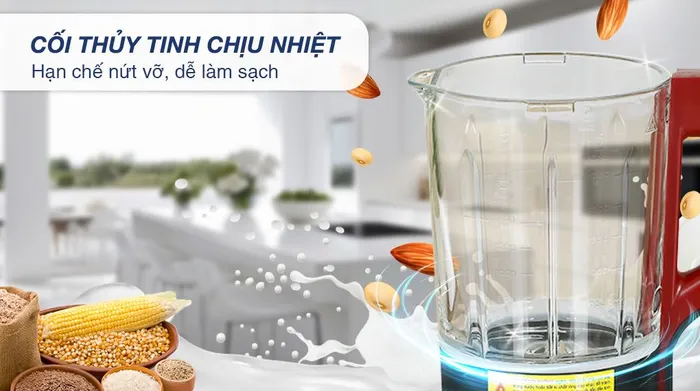 Cối thủy tinh - Máy làm sữa hạt đa năng Mishio MK-360