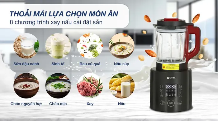 Chương trình xay nấu - Máy làm sữa hạt đa năng Mishio MK-360