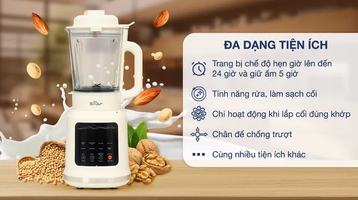 Tiện ích - Máy làm sữa hạt đa năng Bear BCB-E153W2