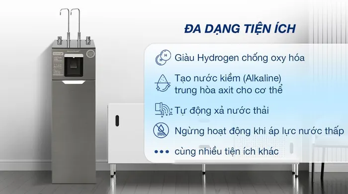 Máy lọc nước RO nóng nguội lạnh Hydrogen Sunhouse UltraX SHA76658SH 11 lõi - Tiện ích