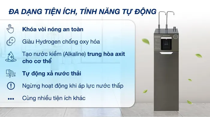 Máy lọc nước RO nóng nguội lạnh Hydrogen Sunhouse UltraX SHA76688SH 11 lõi - Đa dạng tiện ích