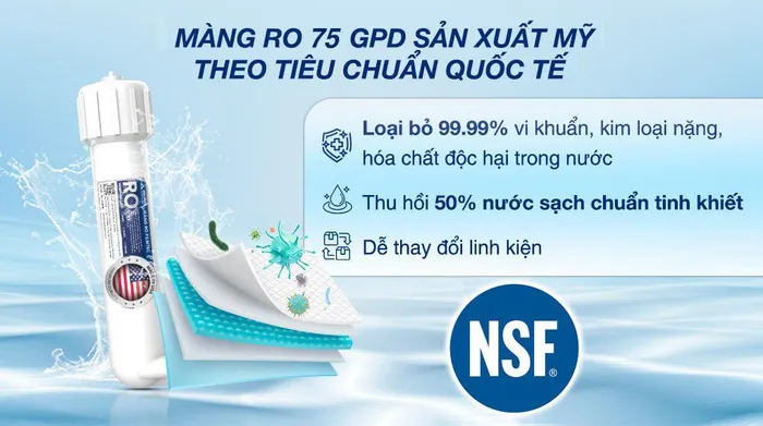 Máy lọc nước RO nóng nguội lạnh Hòa Phát HPN639 12 lõi - Lõi RO 75 GPD (sản xuất Mỹ)