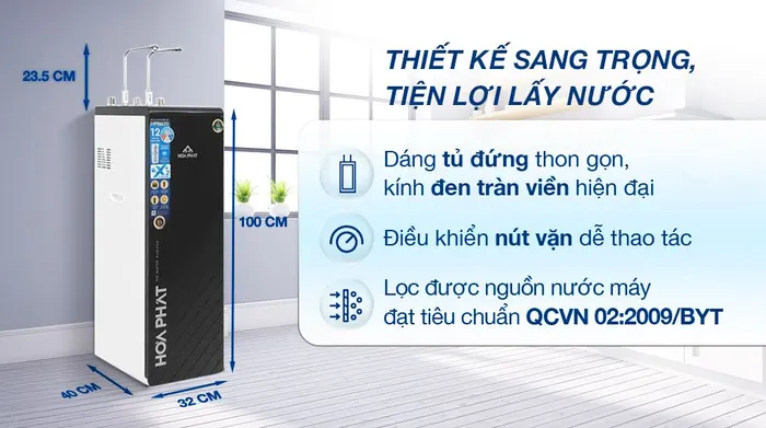 Máy lọc nước RO nóng nguội lạnh Hòa Phát HPN639 12 lõi - Thiết kế