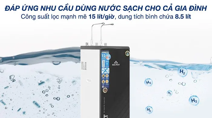 Máy lọc nước RO nóng nguội lạnh Hòa Phát HPN639 12 lõi - Công suất lọc