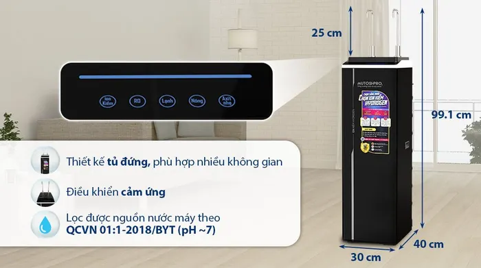 Máy lọc nước điện giải Hydrogen ion kiềm nóng nguội lạnh Mutosi MP-P89K 9 lõi 3 tấm điện cực - Thiết kế