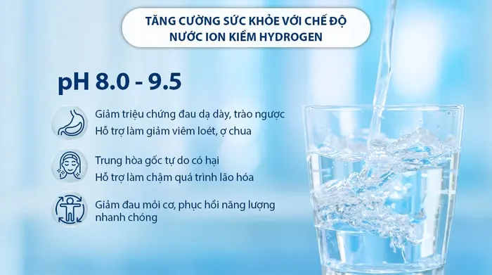 Máy lọc nước điện giải Hydrogen ion kiềm nóng nguội lạnh Mutosi MP-P89K 9 lõi 3 tấm điện cực - Nước Hydrogen