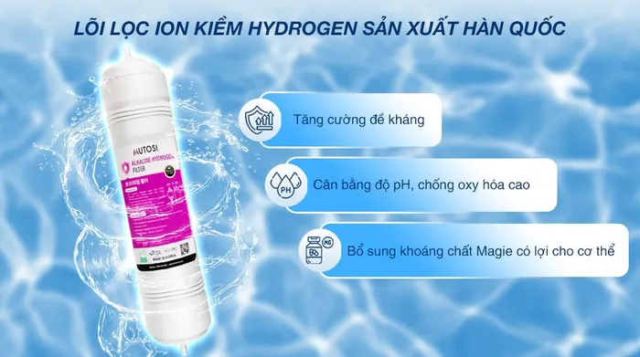 Máy chuyển đổi nước RO tạo nước nóng lạnh Ion kiềm Hydrogen Mutosi MD-199H 1 lõi - Lõi ion kiềm Hydrogen