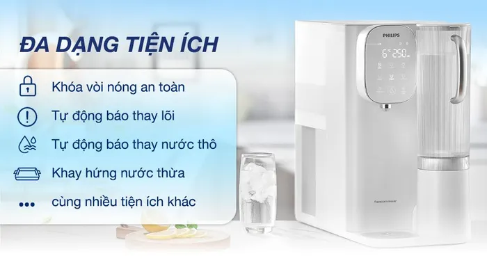 Máy lọc nước RO nóng nguội lạnh Philips ADD6912WH/74 2 lõi - Tiện ích