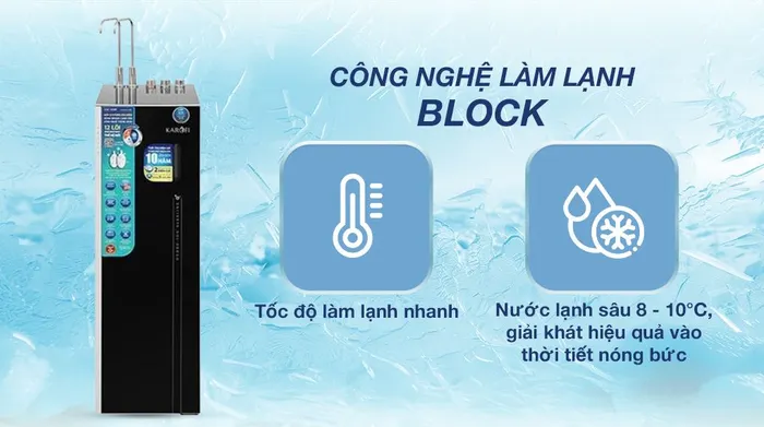 Máy lọc nước RO nóng nguội lạnh Hydrogen ion kiềm Karofi KAE-S688 12 lõi - Công nghệ Block