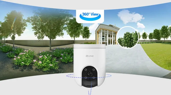 Camera IP Ngoài Trời 360 độ 4MP EZVIZ H8C Pro Trắng - Góc quay linh hoạt