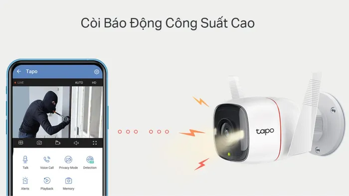 Camera WiFi Ngoài Trời 4MP TP-Link Tapo C320WS - kích hoạt còi báo