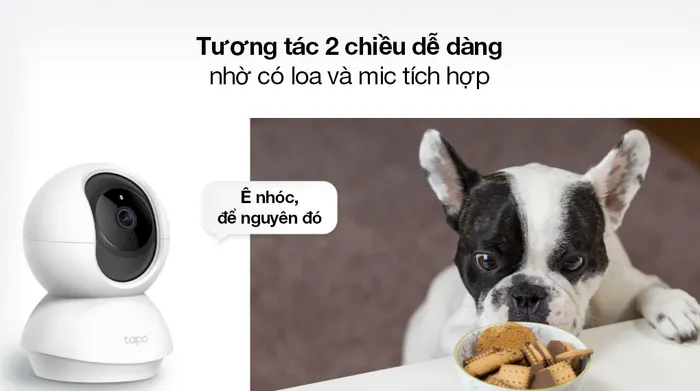 Camera IP 360 độ 3MP TP-Link Tapo C210 - Thực hiện các cuộc trò chuyện 2 chiều dễ dàng với loa và mic gắn trên camera