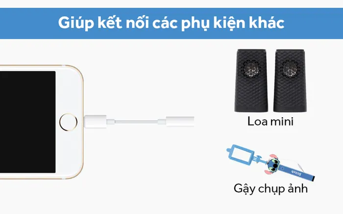 Cáp chuyển đổi Lightning sang 3.5mm MMX62 hỗ trợ kết nối nhiều phụ kiện khác