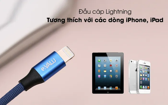 Đầu kết nối Lightning - Cáp Lightning 2m eValu LTL-04X