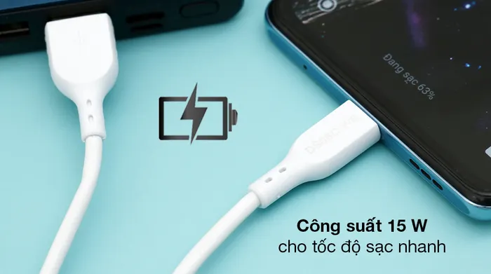 Cáp Type C 2m AVA+ DS08C - Sạc nhanh hơn với công suất 15 W