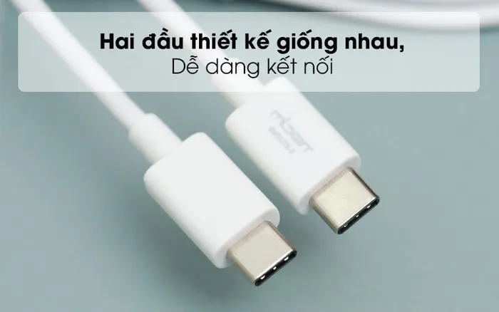 Hai đầu thiết kế giống nhau, dễ dàng kết nối - Cáp Type C-Type C 2m Mbest SMXU75 Trắng