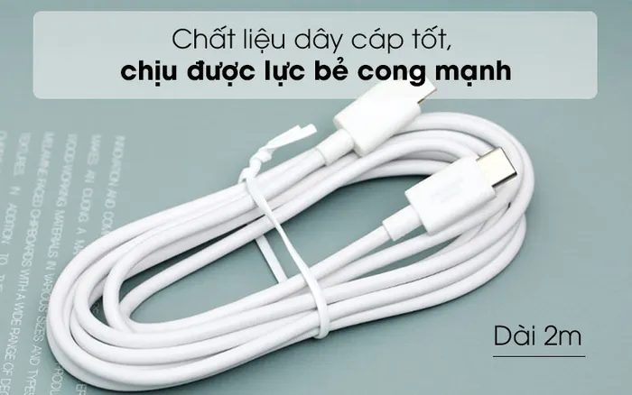 Chất liệu tốt, chịu được áp lực bẻ cong mạnh - Cáp Type C-Type C 2m Mbest SMXU75 Trắng