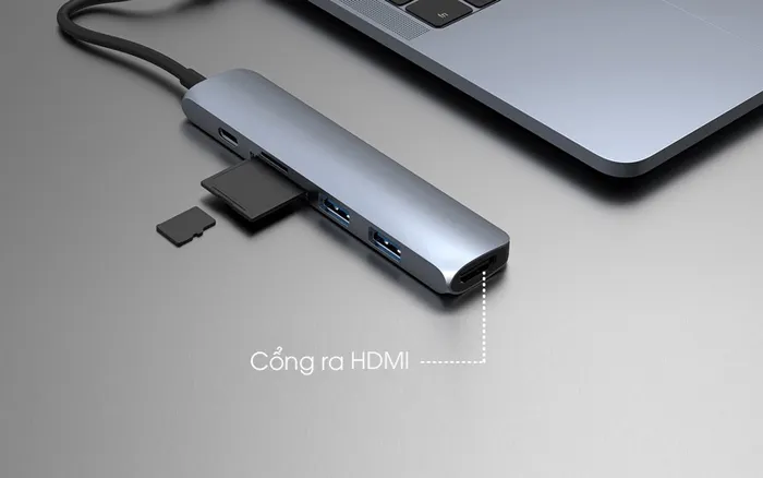 Kết nối đa năng 1 - Adapter chuyển đổi USB C 6 in 1 HyperDrive HD22E Xám