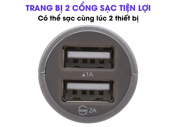 Sạc xe hơi Xmobile Dual USB TS-C063S Xám