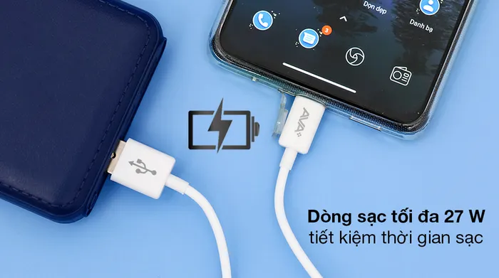 Cáp Type C AVA+ TC1000N - Dòng sạc lên đến 27 W, giảm thời gian nạp pin hiệu quả