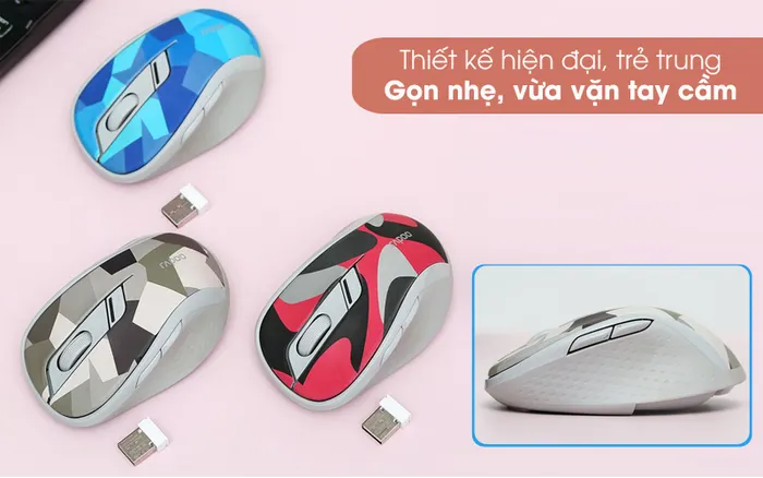 Kiểu dáng đơn giản, họa tiết sinh động - Chuột Bluetooth Silent Rapoo M500