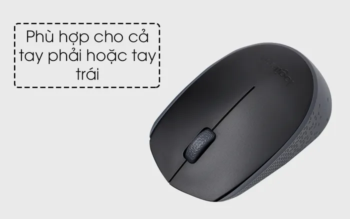 Chuột không dây Logitech M170 Đen - Thiết kế tương thích với người thuận cả tay trái