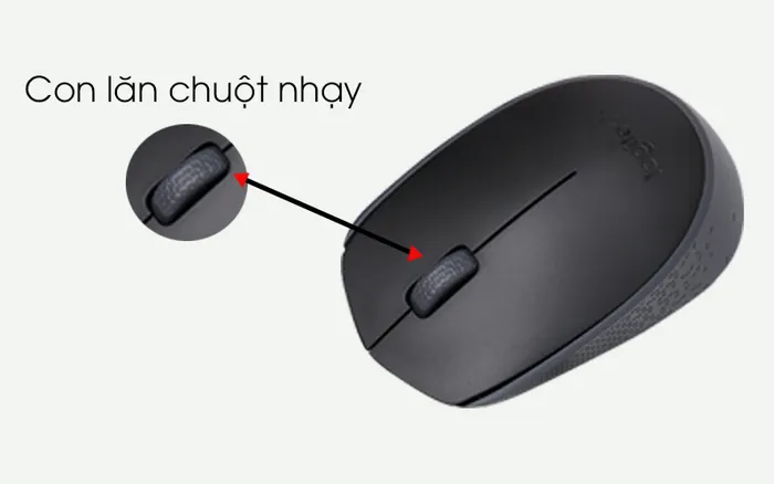 Chuột không dây Logitech M170 Đen - Con lăn chuột mượt mà