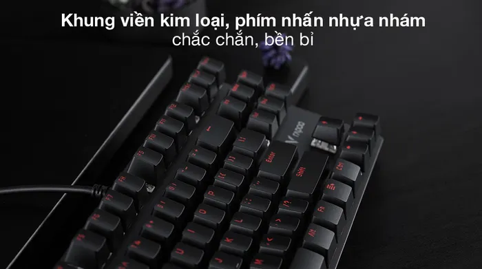 Khung kim loại chắc chắn - Bàn Phím Cơ Có Dây Gaming Rapoo V500alloy Đen