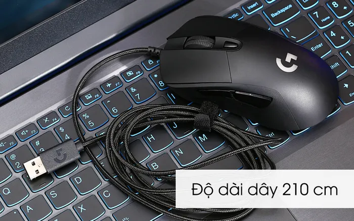 Dây dài 2.1m, giúp dễ dàng kết nối với laptop hay PC - Chuột Gaming Logitech G403 Hero Đen