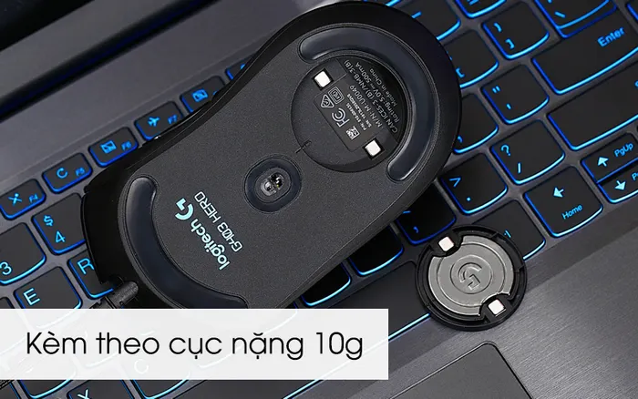 Kèm theo cục nặng 10g - Chuột Gaming Logitech G403 Hero Đen